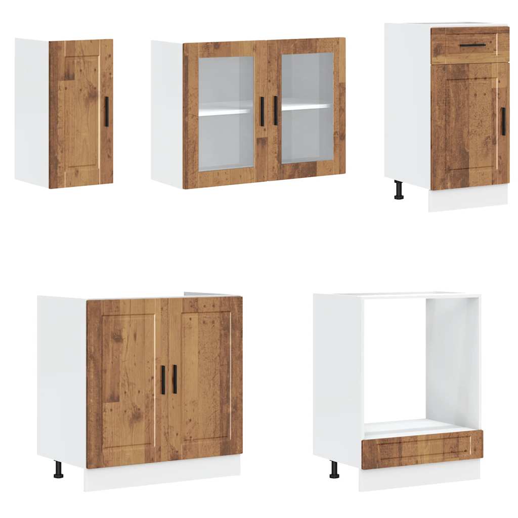 8-tlg. Küchenschrank-Set Kalmar Altholz-Optik Holzwerkstoff