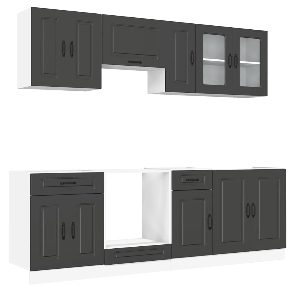 8-tlg. Küchenschrank-Set Kalmar Schwarz Holzwerkstoff