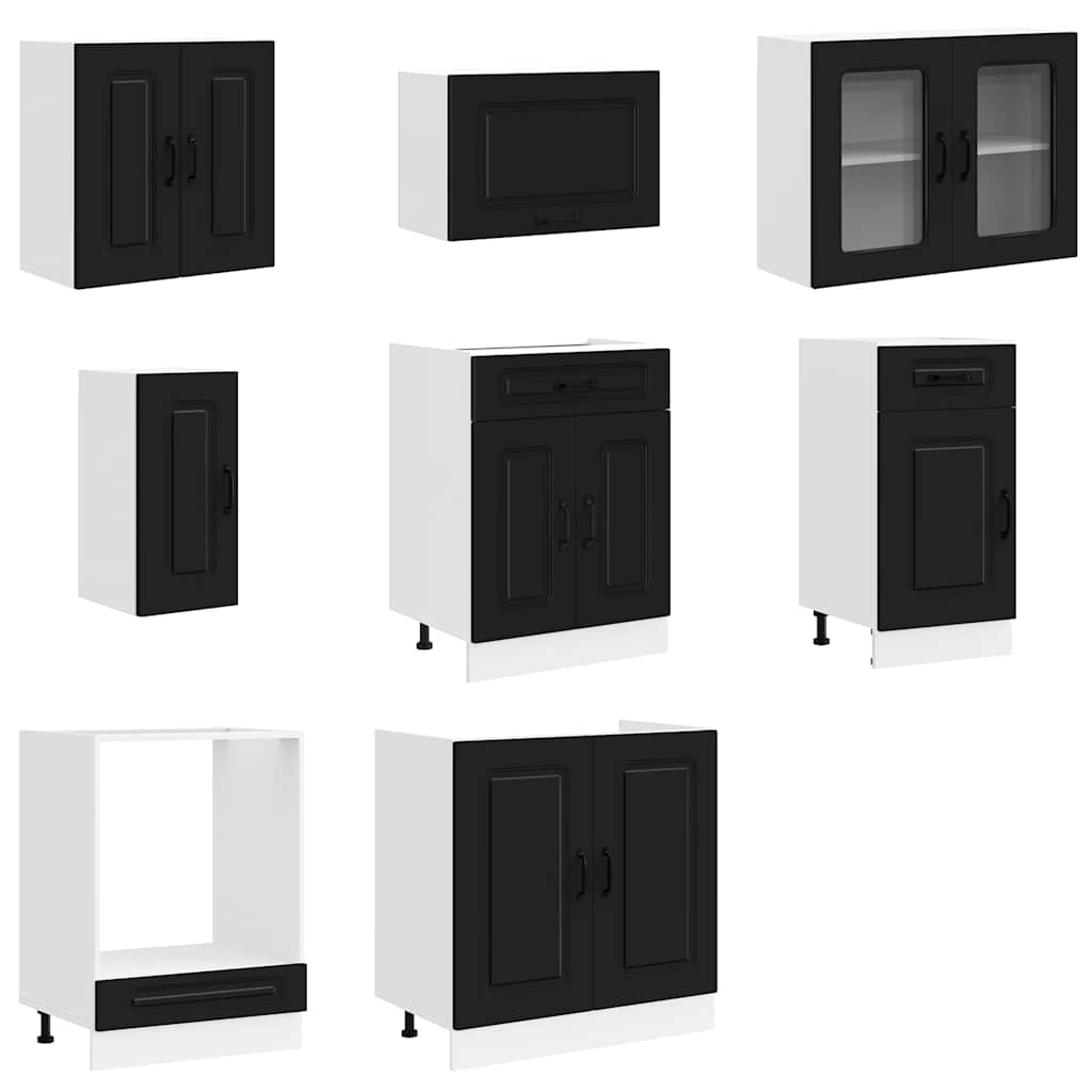 8-tlg. Küchenschrank-Set Kalmar Schwarz Holzwerkstoff
