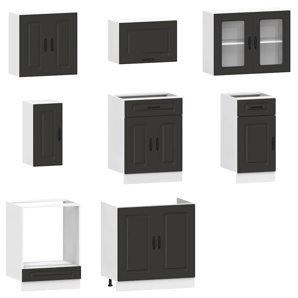 8-tlg. Küchenschrank-Set Kalmar Schwarz Holzwerkstoff