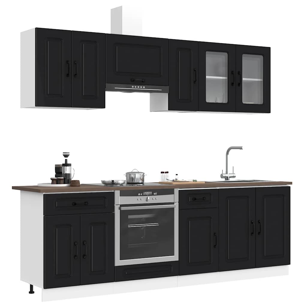 8-tlg. Küchenschrank-Set Kalmar Schwarz Holzwerkstoff