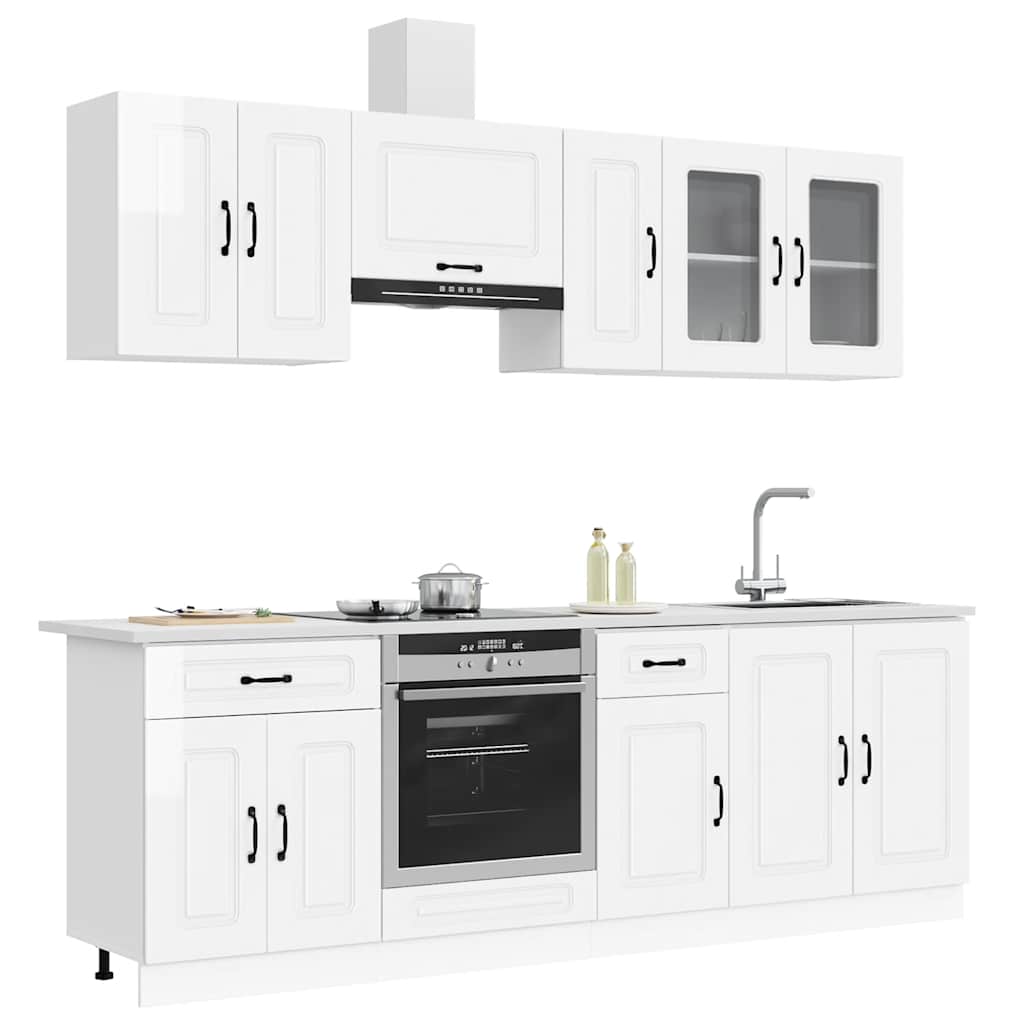 8-tlg. Küchenschrank-Set Kalmar Hochglanz-Weiß Holzwerkstoff