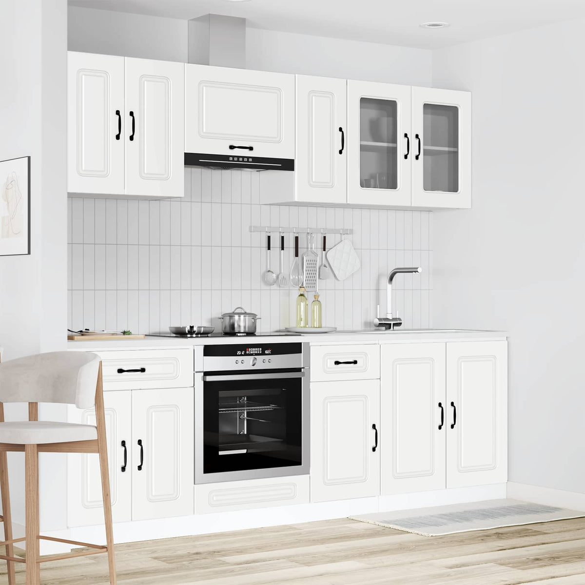 8-tlg. Küchenschrank-Set Kalmar Hochglanz-Weiß Holzwerkstoff