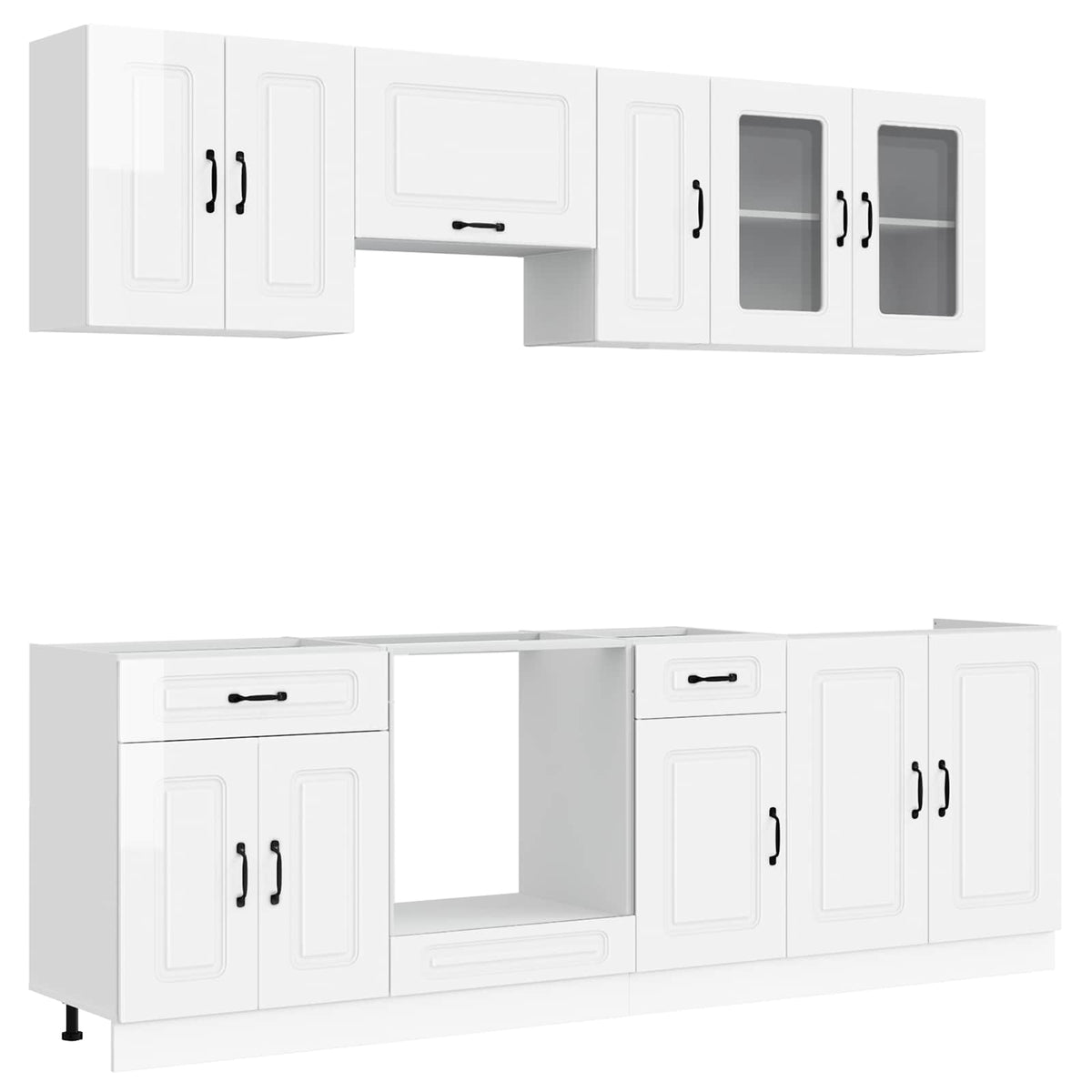8-tlg. Küchenschrank-Set Kalmar Hochglanz-Weiß Holzwerkstoff