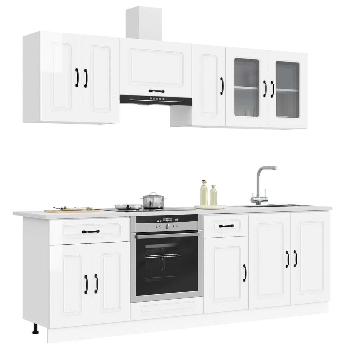 8-tlg. Küchenschrank-Set Kalmar Hochglanz-Weiß Holzwerkstoff