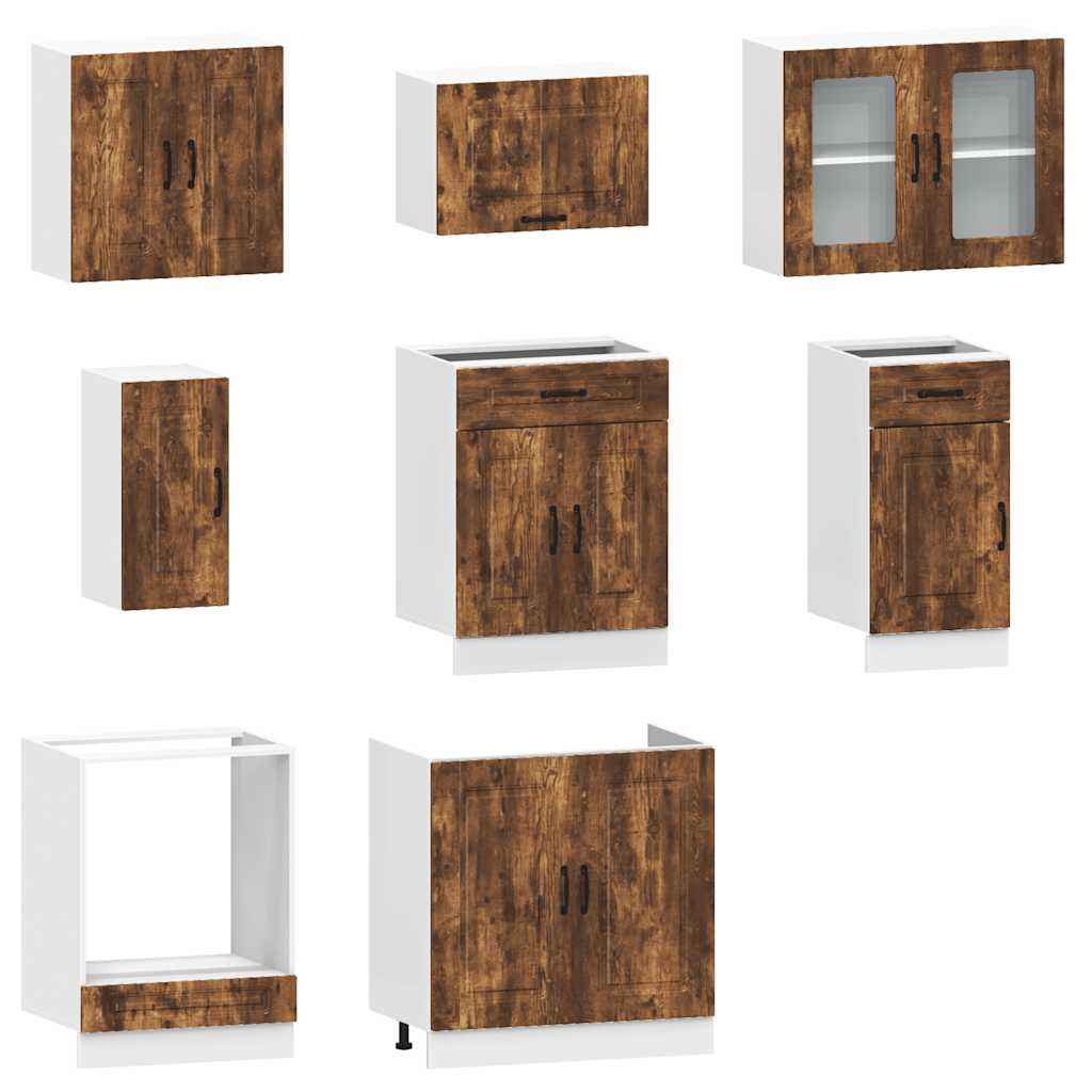 8-tlg. Küchenschrank-Set Kalmar Räuchereiche Holzwerkstoff