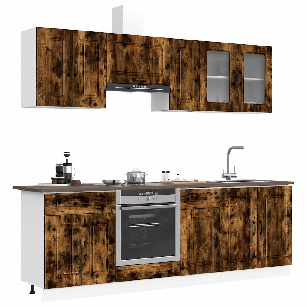 8-tlg. Küchenschrank-Set Kalmar Räuchereiche Holzwerkstoff