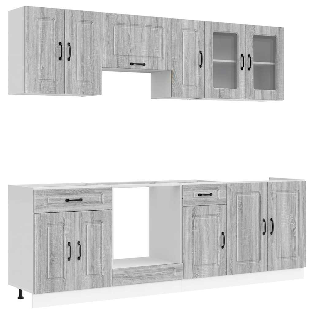 8-tlg. Küchenschrank-Set Kalmar Grau Sonoma Holzwerkstoff