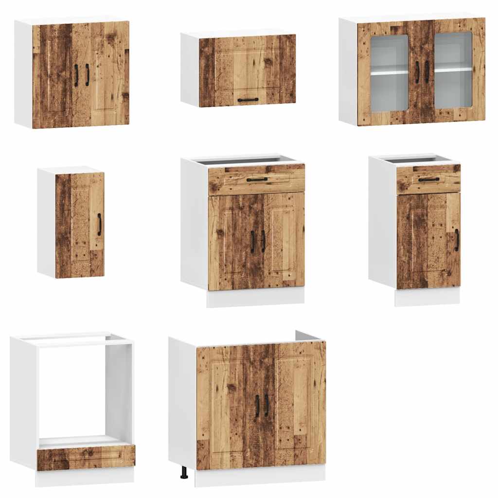 8-tlg. Küchenschrank-Set Kalmar Altholz-Optik Holzwerkstoff