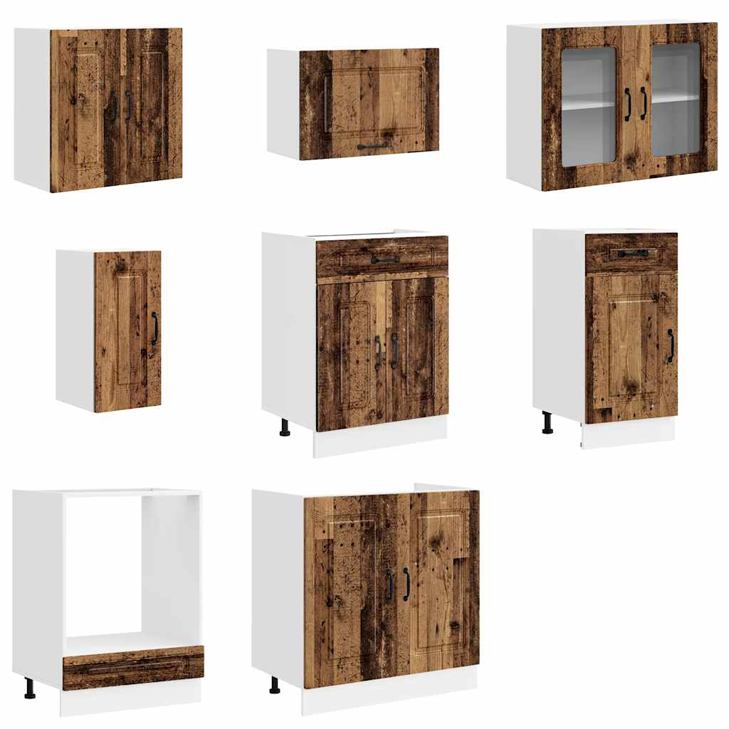 8-tlg. Küchenschrank-Set Kalmar Altholz-Optik Holzwerkstoff