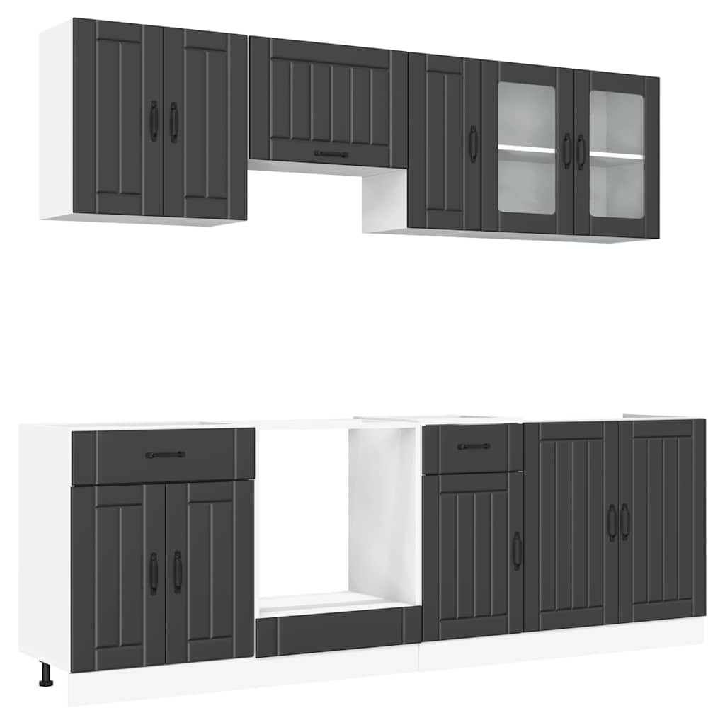 8-tlg. Küchenschrank-Set Kalmar Schwarz Holzwerkstoff