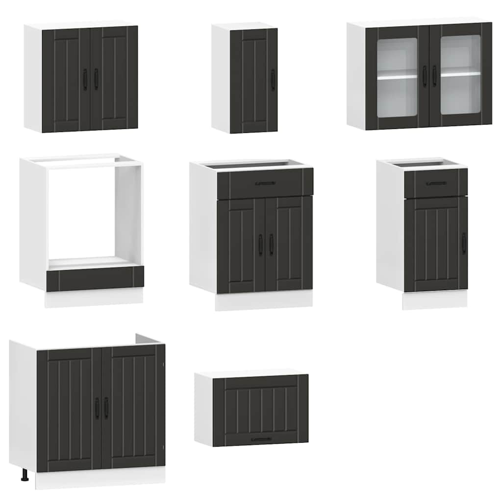 8-tlg. Küchenschrank-Set Kalmar Schwarz Holzwerkstoff