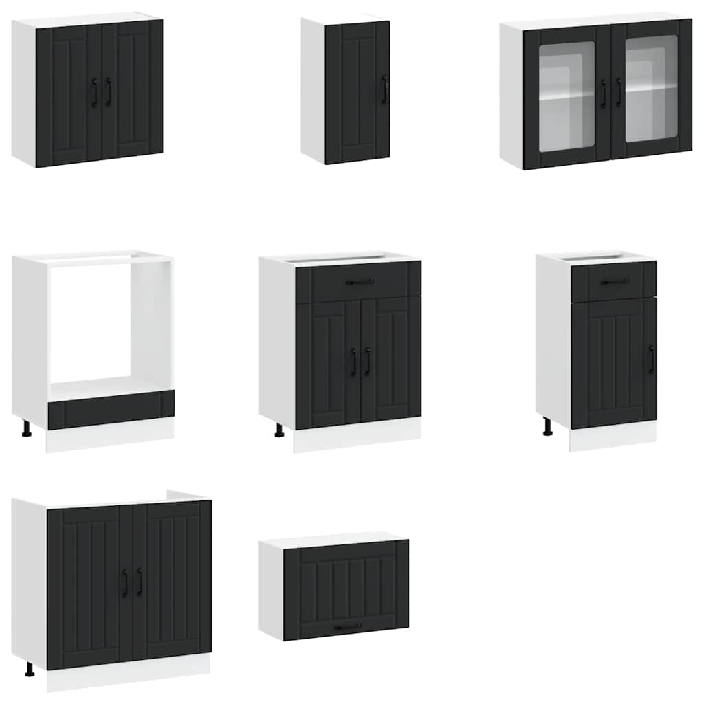 8-tlg. Küchenschrank-Set Kalmar Schwarz Holzwerkstoff