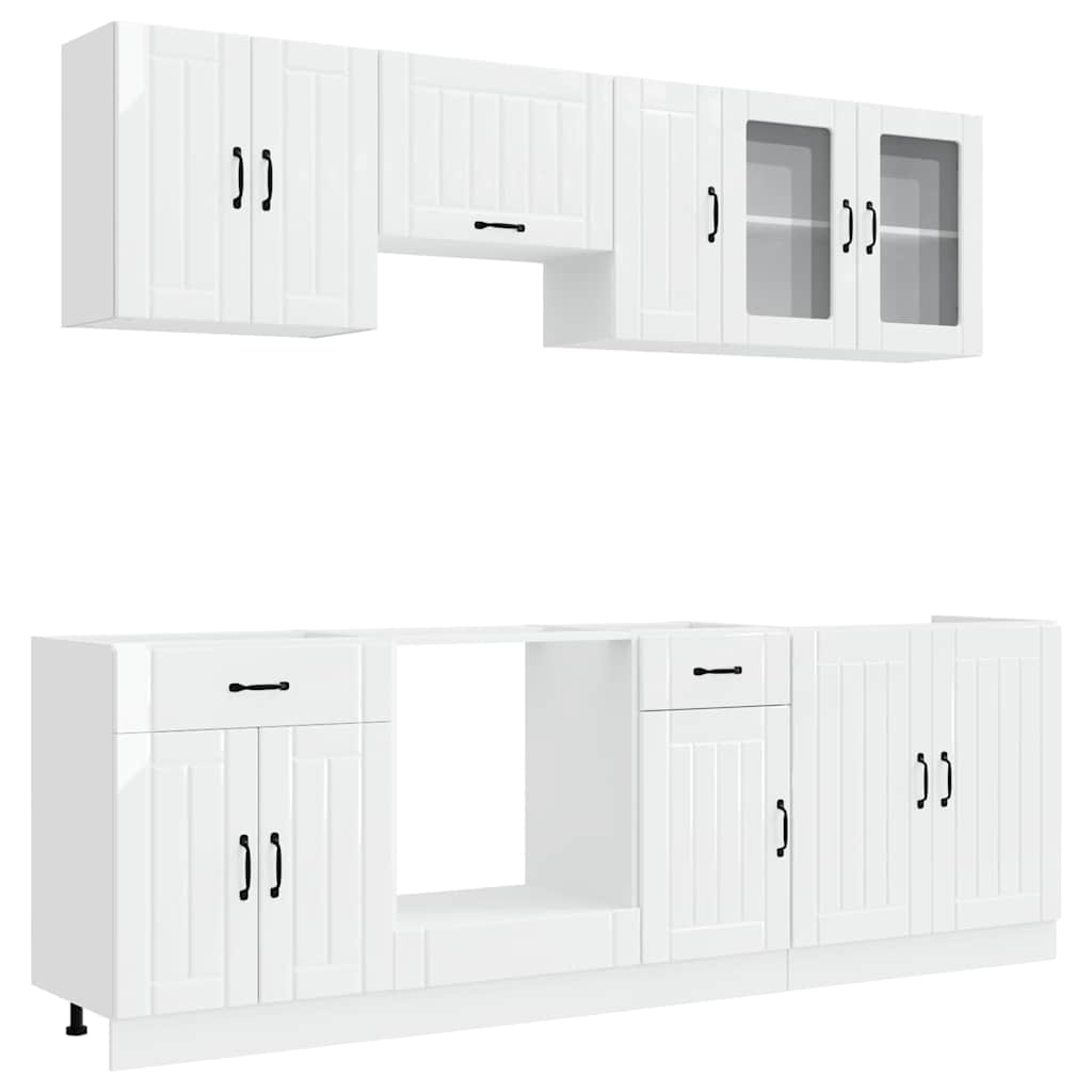8-tlg. Küchenschrank-Set Lucca Hochglanz-Weiß Holzwerkstoff