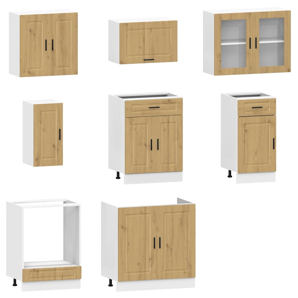 8-tlg. Küchenschrank-Set Kalmar Artisan-Eiche Holzwerkstoff