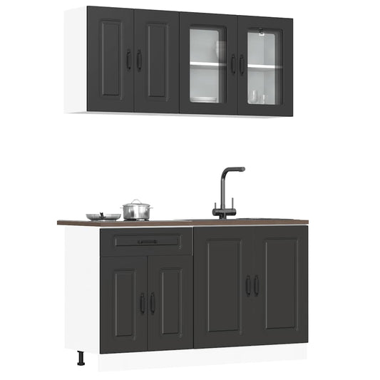 4-piece kitchen cabinet set Kalmar Black wood-based panel