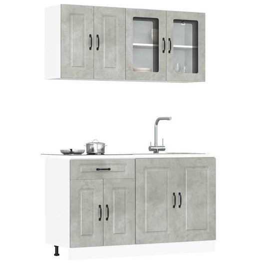 4-piece kitchen cabinet set Kalmar concrete grey wood-based panel
