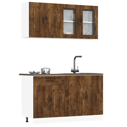 4-piece kitchen cabinet set Kalmar smoked oak wood material
