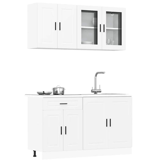4-piece kitchen cabinet set Kalmar White wood-based panel