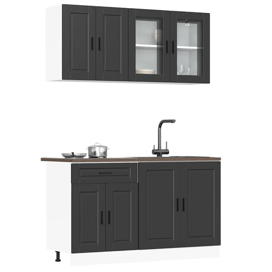 4-piece kitchen cabinet set Kalmar Black wood-based panel