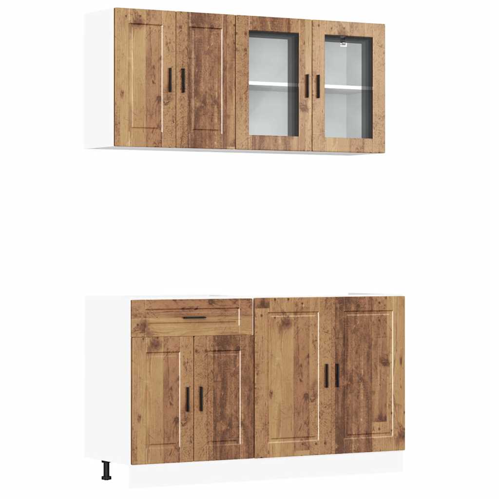 4-tlg. Küchenschrank-Set Porto Altholz-Optik Holzwerkstoff