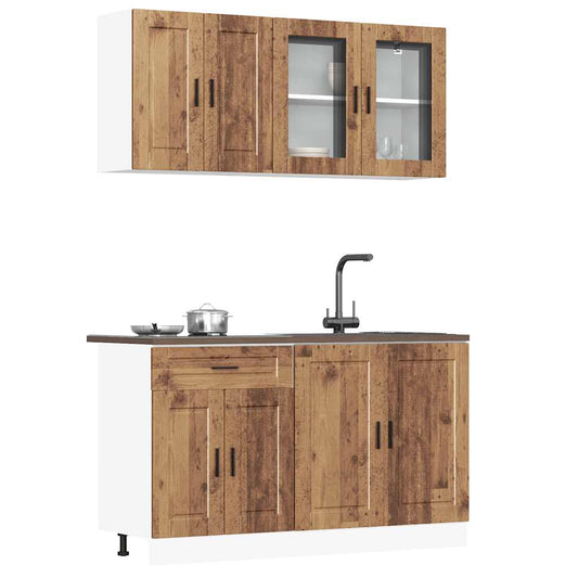 4-tlg. Küchenschrank-Set Porto Altholz-Optik Holzwerkstoff