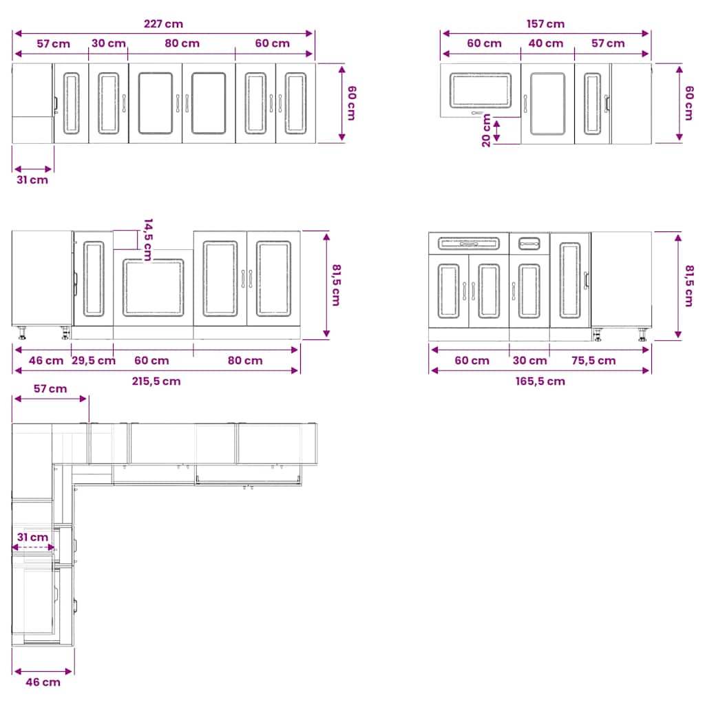 11-tlg. Küchenschrank-Set Kalmar Artisan-Eiche Holzwerkstoff