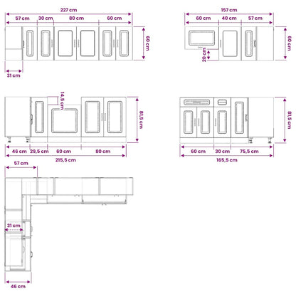 11-tlg. Küchenschrank-Set Kalmar Artisan-Eiche Holzwerkstoff