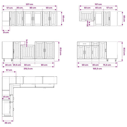 11-tlg. Küchenschrank-Set Lucca Schwarz Holzwerkstoff