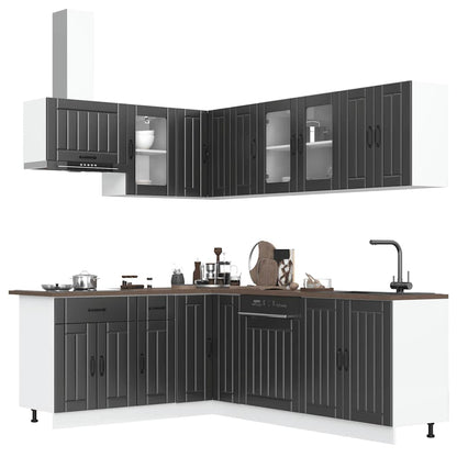 11-tlg. Küchenschrank-Set Lucca Schwarz Holzwerkstoff