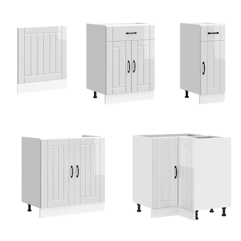 Ensemble de 11 meubles de cuisine Lucca en bois blanc brillant