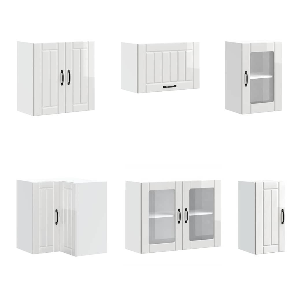 Ensemble de 11 meubles de cuisine Lucca en bois blanc brillant
