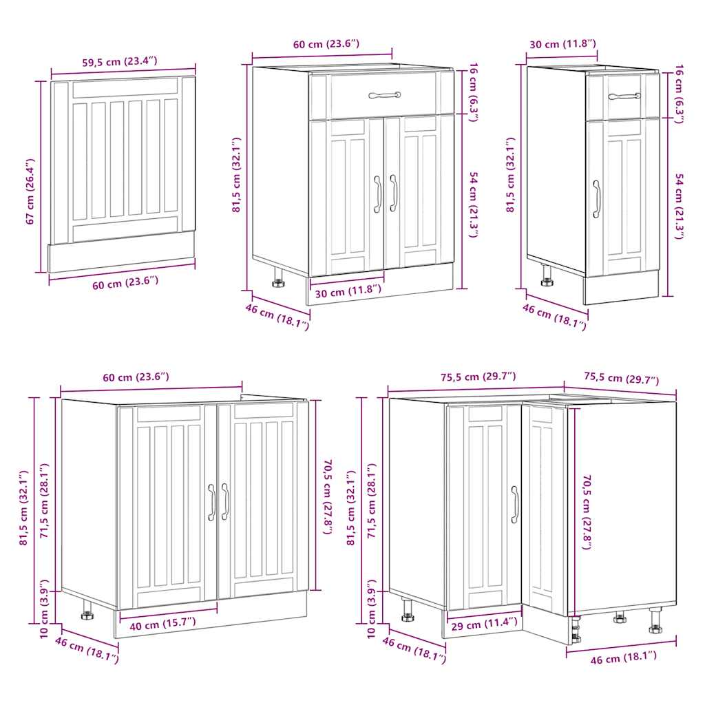 Ensemble de 11 meubles de cuisine Lucca en bois blanc brillant