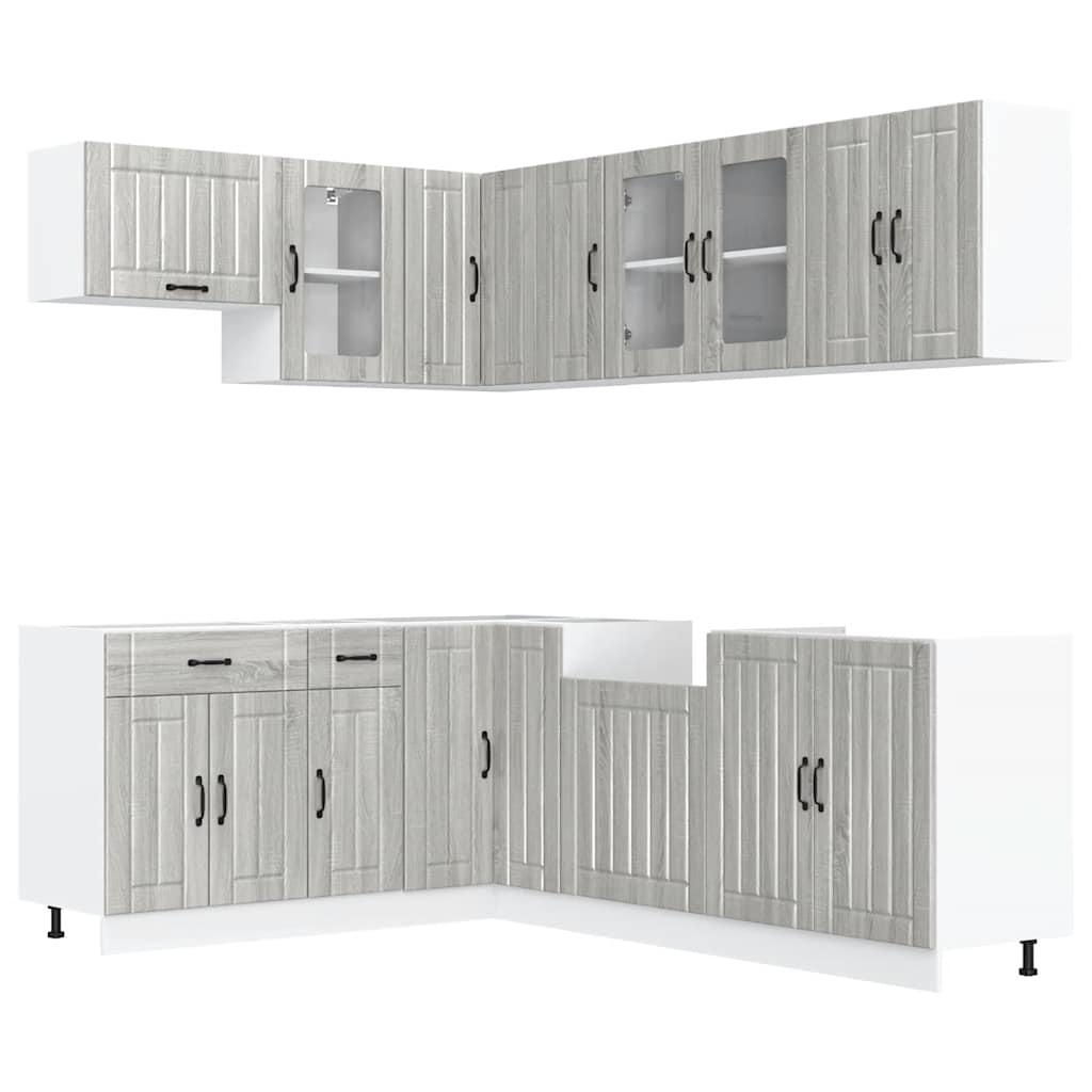 Ensemble de 11 meubles de cuisine Lucca Grey en panneaux de bois Sonoma