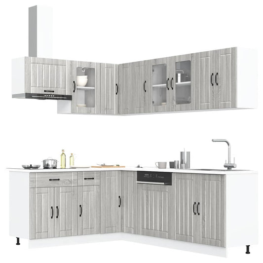 Ensemble de 11 meubles de cuisine Lucca Grey en panneaux de bois Sonoma