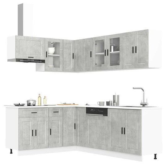 11-piece kitchen cabinet set Porto concrete grey wood-based panel