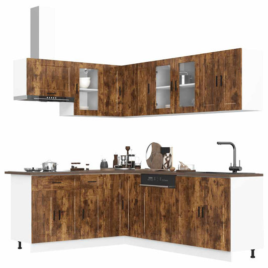 11-piece kitchen cabinet set Porto smoked oak wood material