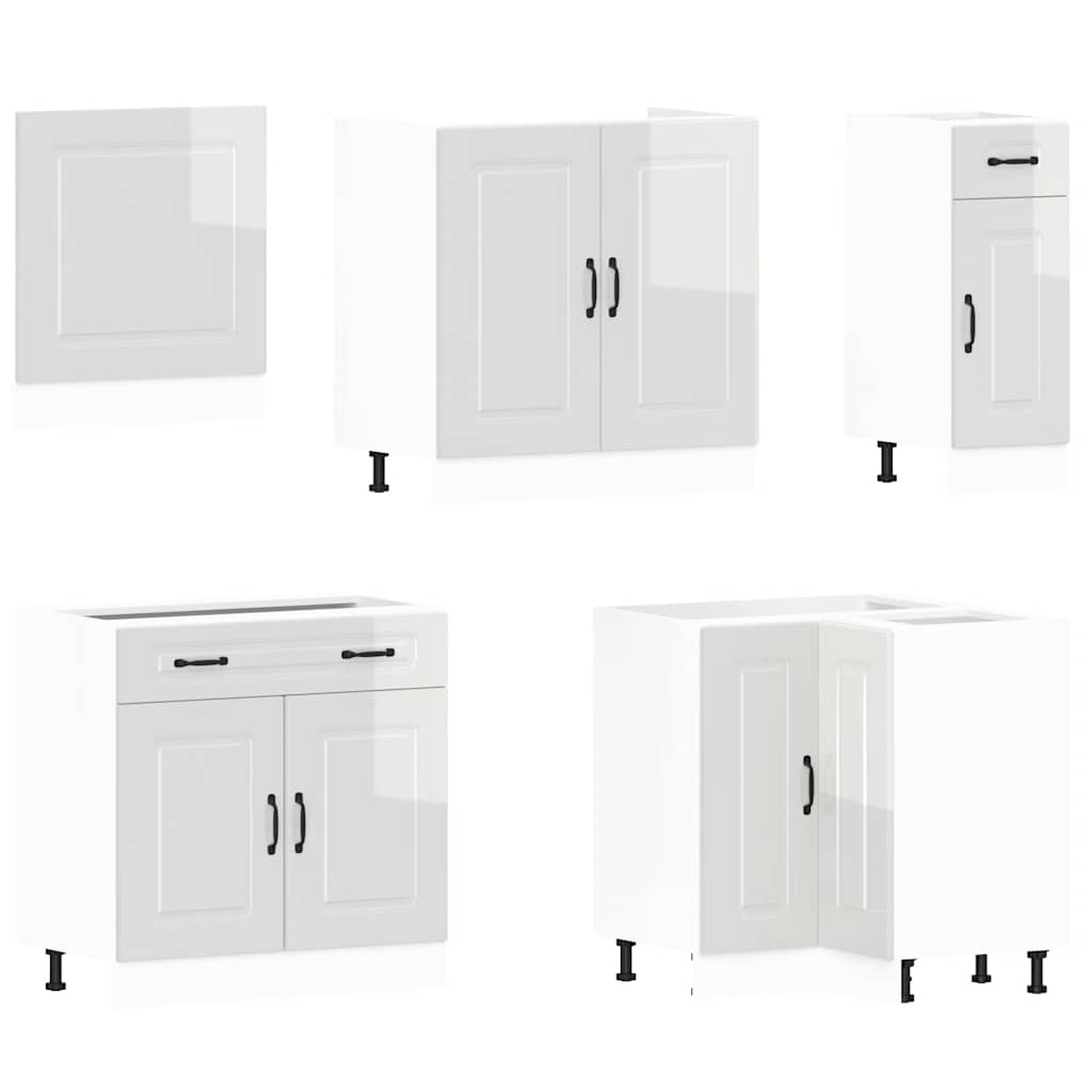 11-tlg. Küchenschrank-Set Kalmar Hochglanz-Weiß Holzwerkstoff