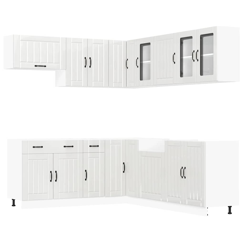 Ensemble de 11 meubles de cuisine Lucca en bois blanc brillant