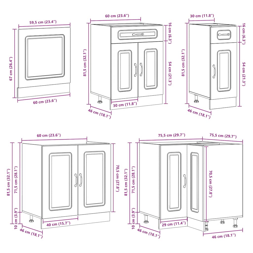 Ensemble de 11 meubles de cuisine Lucca en bois blanc brillant