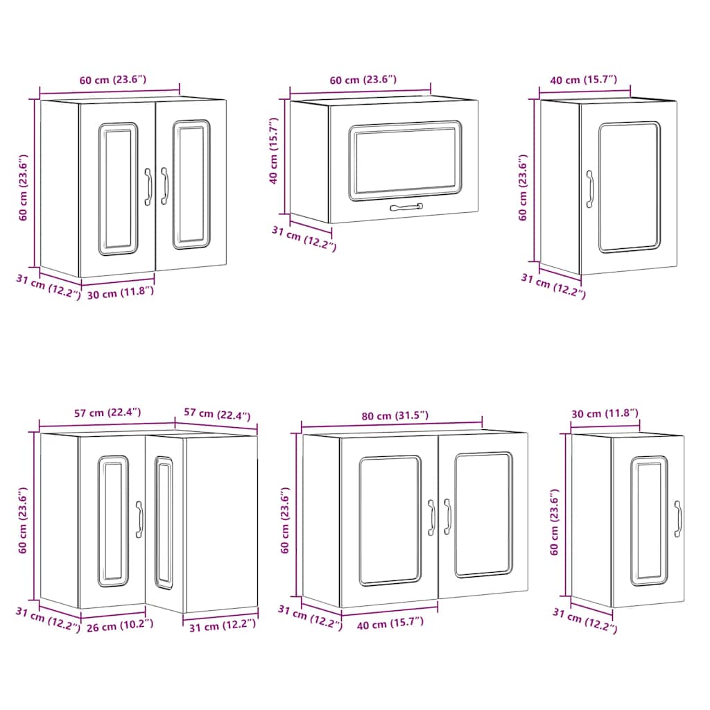 Ensemble de 11 meubles de cuisine Lucca en bois blanc brillant