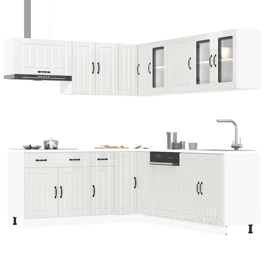 Ensemble de 11 meubles de cuisine Lucca en bois blanc brillant