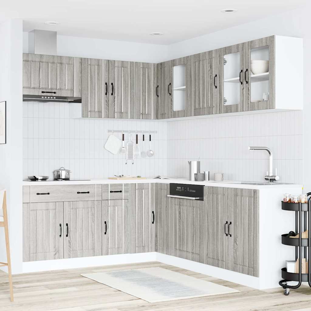 Ensemble de 11 meubles de cuisine Lucca Grey en panneaux de bois Sonoma