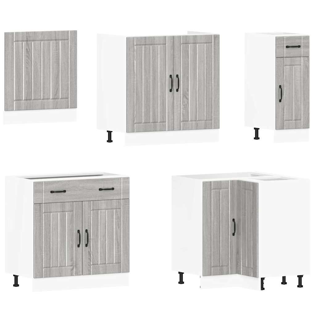 Ensemble de 11 meubles de cuisine Lucca Grey en panneaux de bois Sonoma