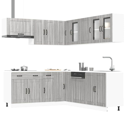 Ensemble de 11 meubles de cuisine Lucca Grey en panneaux de bois Sonoma