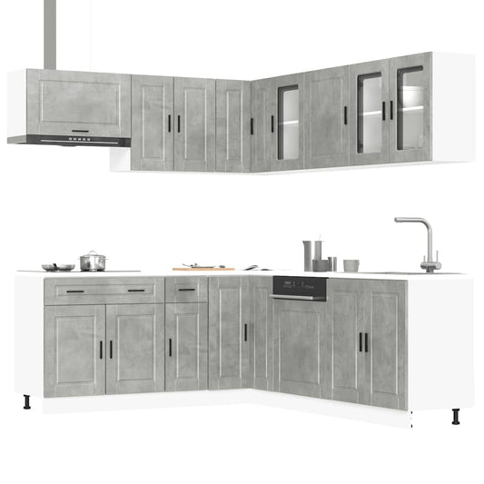 11-piece kitchen cabinet set Porto concrete grey wood-based panel