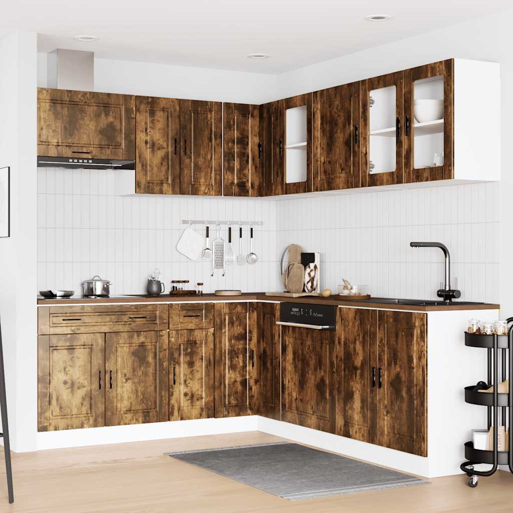 11-piece kitchen cabinet set Porto smoked oak wood material