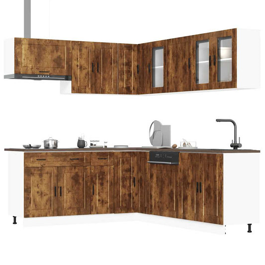 11-piece kitchen cabinet set Porto smoked oak wood material