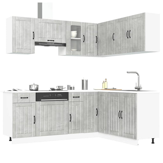 11-piece kitchen cabinet set Kalmar concrete grey wood-based panel
