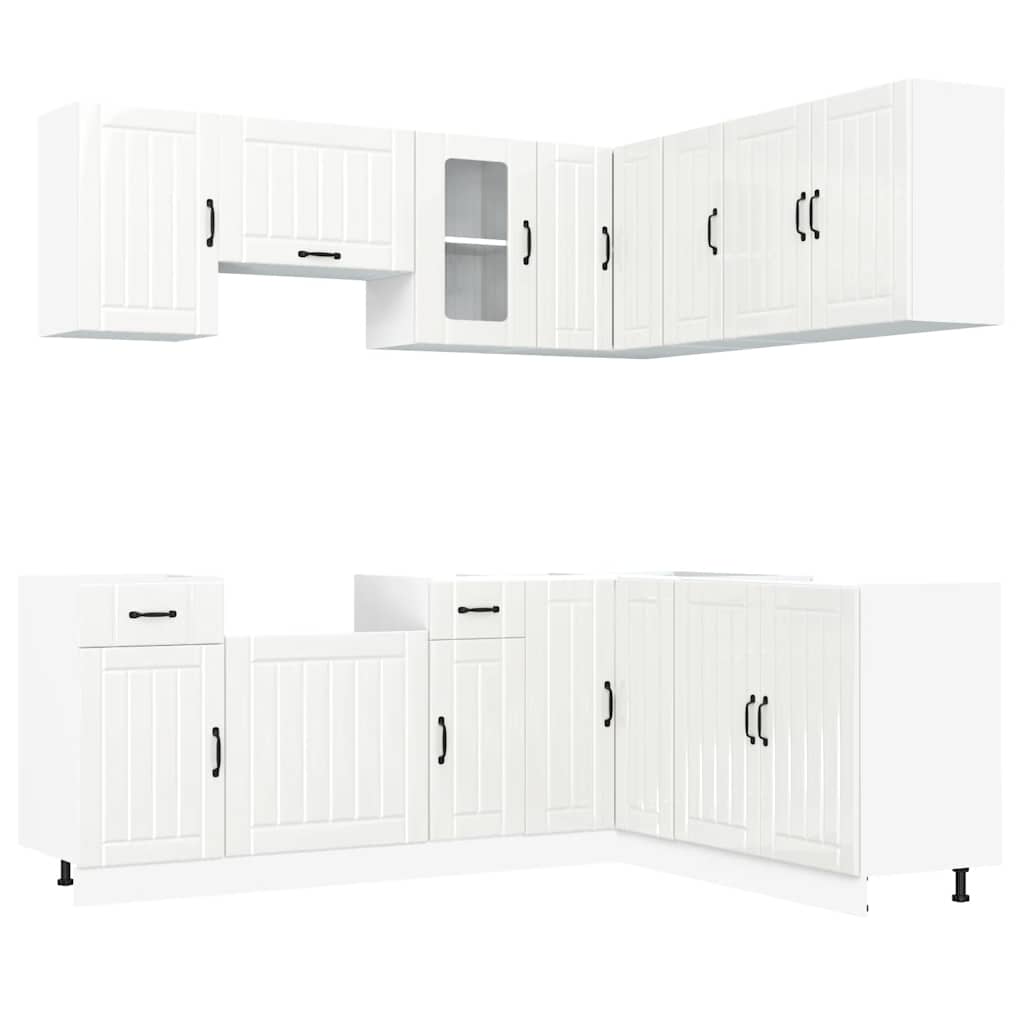 Ensemble de 11 meubles de cuisine Lucca en bois blanc brillant